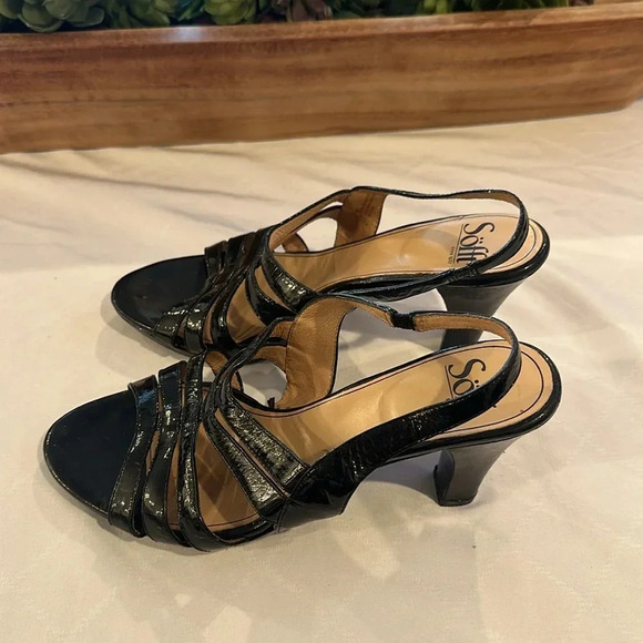 SOFFT brand black patent leather‎ strap heel heels heeled sandals shoes size 8.5 - Picture 3 of 6